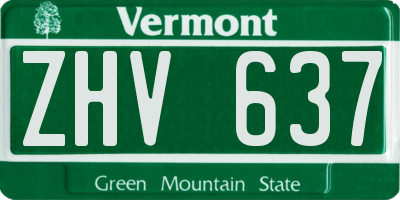 VT license plate ZHV637