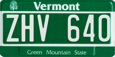 VT license plate ZHV640