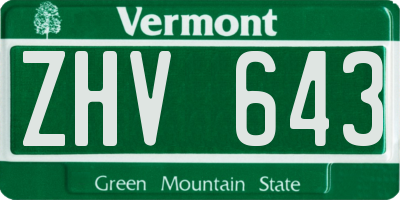 VT license plate ZHV643