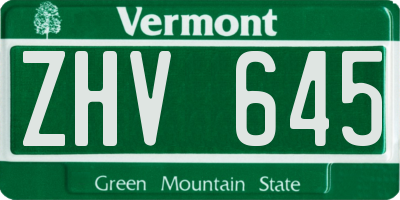 VT license plate ZHV645