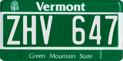 VT license plate ZHV647