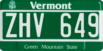 VT license plate ZHV649