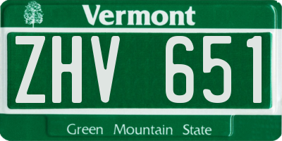 VT license plate ZHV651