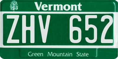 VT license plate ZHV652