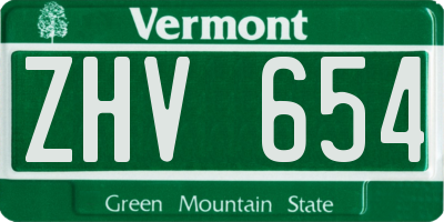 VT license plate ZHV654