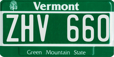VT license plate ZHV660