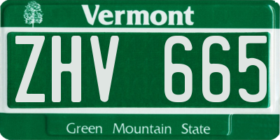 VT license plate ZHV665