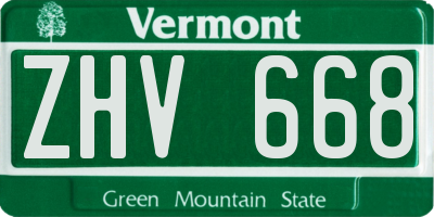 VT license plate ZHV668