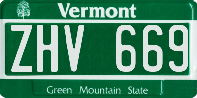 VT license plate ZHV669