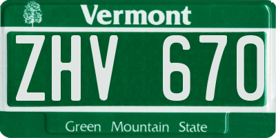 VT license plate ZHV670