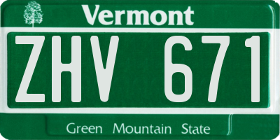 VT license plate ZHV671