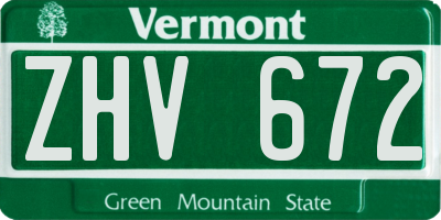 VT license plate ZHV672
