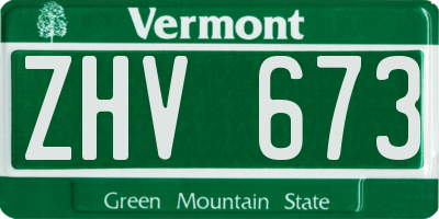 VT license plate ZHV673