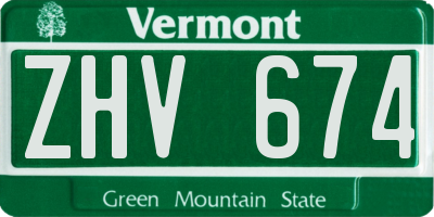 VT license plate ZHV674