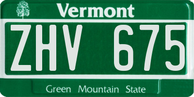 VT license plate ZHV675