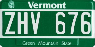 VT license plate ZHV676