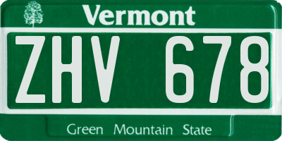 VT license plate ZHV678