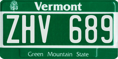 VT license plate ZHV689