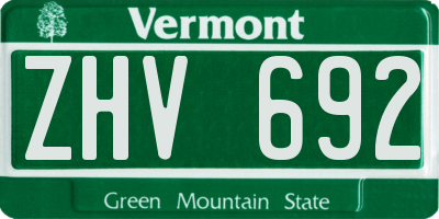 VT license plate ZHV692