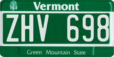 VT license plate ZHV698