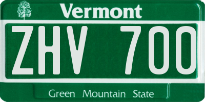 VT license plate ZHV700