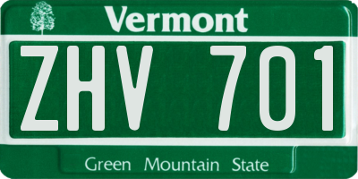 VT license plate ZHV701