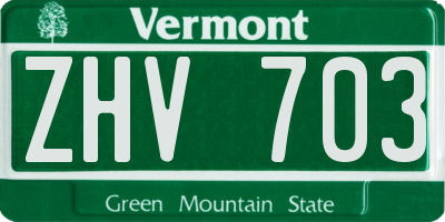 VT license plate ZHV703
