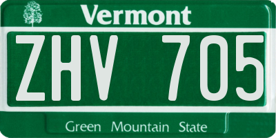 VT license plate ZHV705