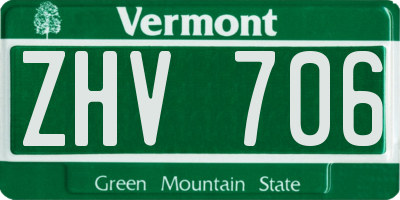 VT license plate ZHV706