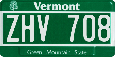 VT license plate ZHV708