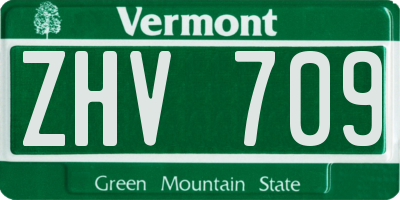 VT license plate ZHV709