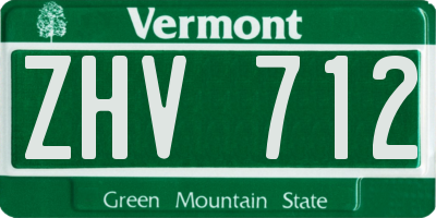 VT license plate ZHV712