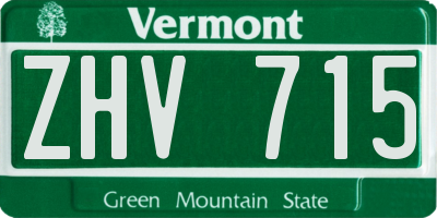 VT license plate ZHV715