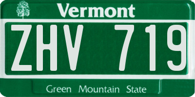 VT license plate ZHV719