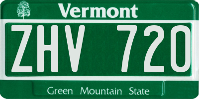 VT license plate ZHV720