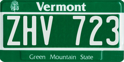 VT license plate ZHV723
