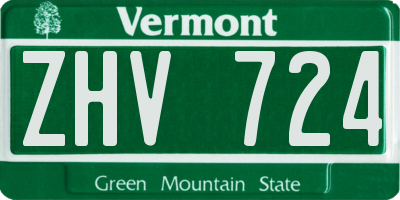 VT license plate ZHV724