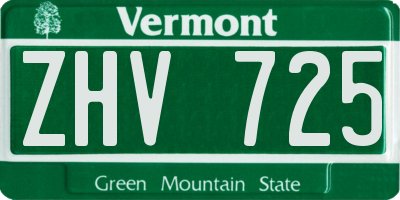 VT license plate ZHV725