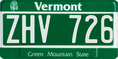 VT license plate ZHV726