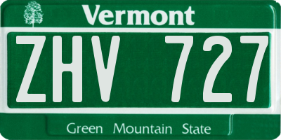 VT license plate ZHV727