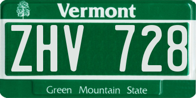 VT license plate ZHV728