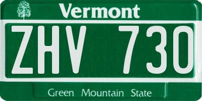 VT license plate ZHV730