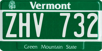 VT license plate ZHV732