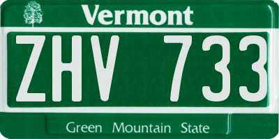 VT license plate ZHV733