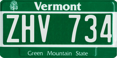 VT license plate ZHV734