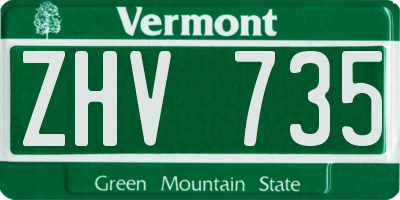 VT license plate ZHV735