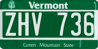 VT license plate ZHV736