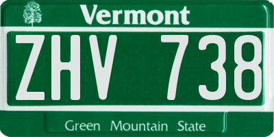 VT license plate ZHV738