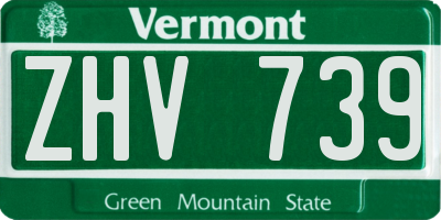 VT license plate ZHV739