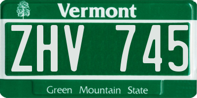 VT license plate ZHV745